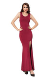 Load image into Gallery viewer, Scoop Neck Sleeveless Side Slit Lace Up Maxi Dress Red / M