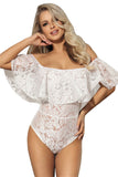 Load image into Gallery viewer, Off-Shoulder Lace Bodysuit Lingerie White / M