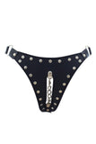 Load image into Gallery viewer, Women Chain Crotch Faux Leather Studded Thong Panties