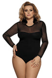 Load image into Gallery viewer, Plus Size Sheer Lace Spliced Long Sleeve Bodysuit