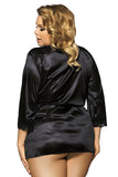 Load image into Gallery viewer, Plus Size Satin Lace Spliced Robe Lingerie