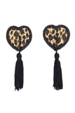 Load image into Gallery viewer, Leopard Printed Heart Nipple Pasties With Tassels Clamps &amp;