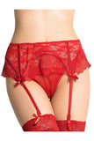 Charger l&#39;image dans la galerie, Sexy Floral Lace Garter Belt And G-String Thong Set Red / M