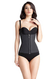 Load image into Gallery viewer, Zipper And Hooks Steel Boned Latex Waist Trainer Black / S