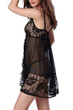 Load image into Gallery viewer, Lace See-Through Babydoll Set Black / S