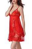 Load image into Gallery viewer, Lace See-Through Babydoll Set Red / S