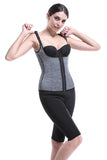 Load image into Gallery viewer, Gray Neoprene Waist Trainer With Zipper And Hooks 6 Steel Boned