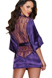 Load image into Gallery viewer, Short Satin Lace Robe Nightwear With Waist Tie