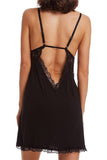 Load image into Gallery viewer, Plunge Neckline Satin Tie Black And Lace Chemise Red Mini Dress