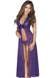 Laden Sie das Bild in den Galerie-Viewer, Backless Halter Sheer Maxi Dress Purple / M