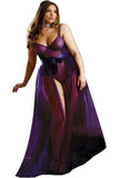 Load image into Gallery viewer, Purple Lace Basque Set With Maxi Skirt