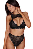 Load image into Gallery viewer, Halter Bra And High-Waisted Briefs Set Black / S &amp; Panties