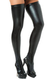 画像をギャラリー ビューアにロード Wet Look Faux Leather Thigh High Stockings Black / One Size Hosiery