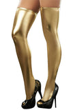 Laden Sie das Bild in den Galerie-Viewer, Wet Look Faux Leather Thigh High Stockings Gold / One Size Hosiery