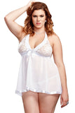 Load image into Gallery viewer, Plus Size Lace And Mesh Babydoll Set White / M