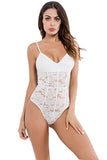 Load image into Gallery viewer, Sexy Womens Mesh Unlined Mock Neck Corset Bodysuit White / S