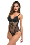 Load image into Gallery viewer, See Through Lingerie V-Neck Floral One Piece Lace Bodysuit