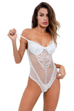 Load image into Gallery viewer, See Through Lingerie V-Neck Floral One Piece Lace Bodysuit