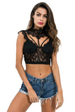 Load image into Gallery viewer, Womens Mock Neck Lace Strappy Party Club Crop Top Black / S