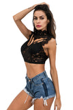 Load image into Gallery viewer, Womens Mock Neck Lace Strappy Party Club Crop Top