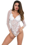 Load image into Gallery viewer, Womens Sexy Lace Mesh Bodysuit Lingerie One Piece White / S