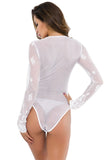 Load image into Gallery viewer, Womens Sexy Long Sleeve V Neck Mesh Lace Bodysuit Lingerie