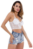 Load image into Gallery viewer, Ladies Crop Top Lace Strappy Vest Floral Padded Longline Bustier