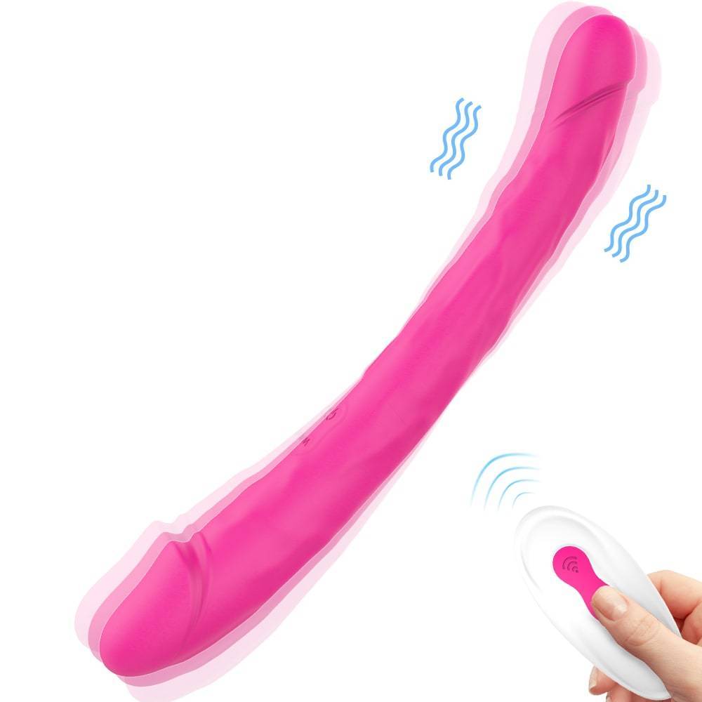 Remote Control Free Bending 11.96 Inch Double-Ended Dildos Rose Red Dildo