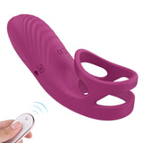 Load image into Gallery viewer, Remote Control Dual Ring Silicone Vibrating Penis Wine Red