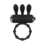 Charger l&#39;image dans la galerie, Penis Ring Vibrator With Rabbit Ears Mini Bullet Clitoris Stimulator Black
