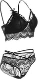 Load image into Gallery viewer, Sexy Strappy Lace Unlined Bra and Panties 2 Piece Lingerie Set