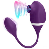 Load image into Gallery viewer, 2 In 1 G-Spot &amp; Clitoral Sucking Vibrator With Vibrating Egg Purple
