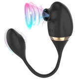 Load image into Gallery viewer, 2 In 1 G-Spot &amp; Clitoral Sucking Vibrator With Vibrating Egg Black