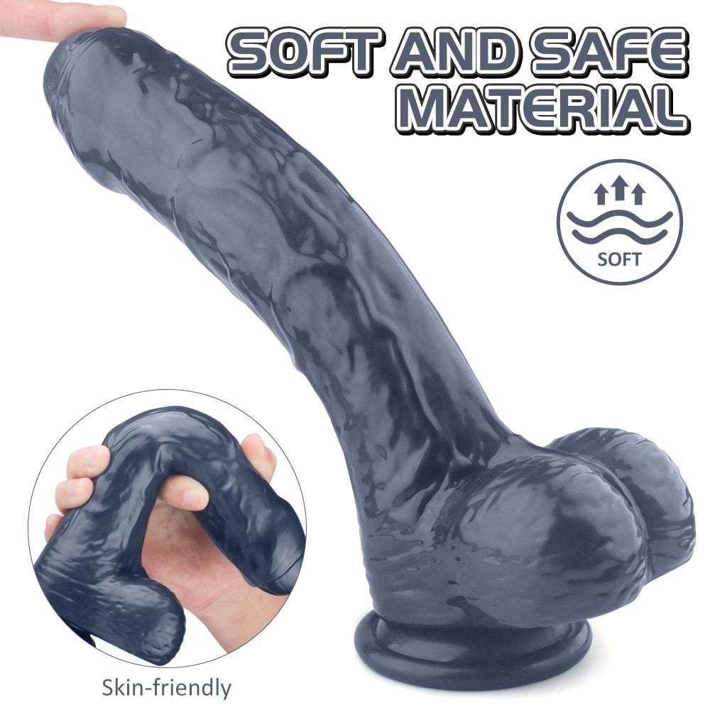 4 Colors 9.45 Inch Powerful Sucker Macho Dildo Black