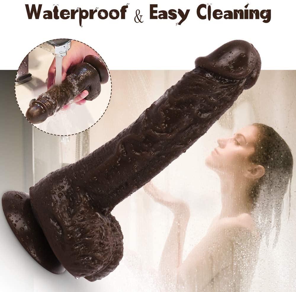 Best 7 Inch Brown Lifelike Glans Veins Testicles Dildo For Beginners