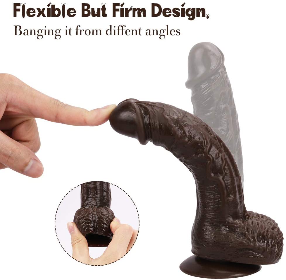 Best 7 Inch Brown Lifelike Glans Veins Testicles Dildo For Beginners