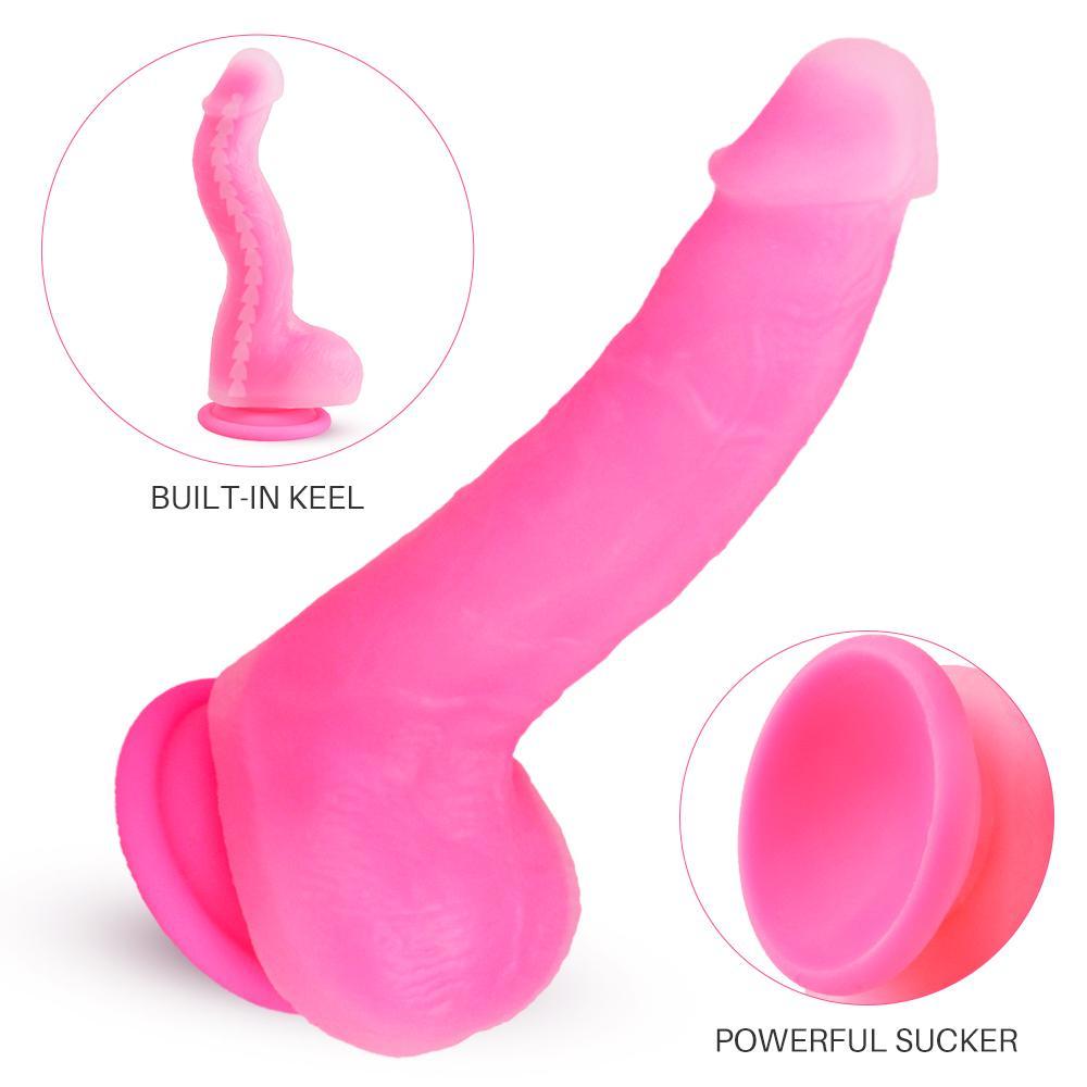 7.68 Inch Silicone Soft Realistic Dildo With The Keel Rose Red