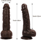 Charger l&#39;image dans la galerie, Best 7 Inch Brown Lifelike Glans Veins Testicles Dildo For Beginners