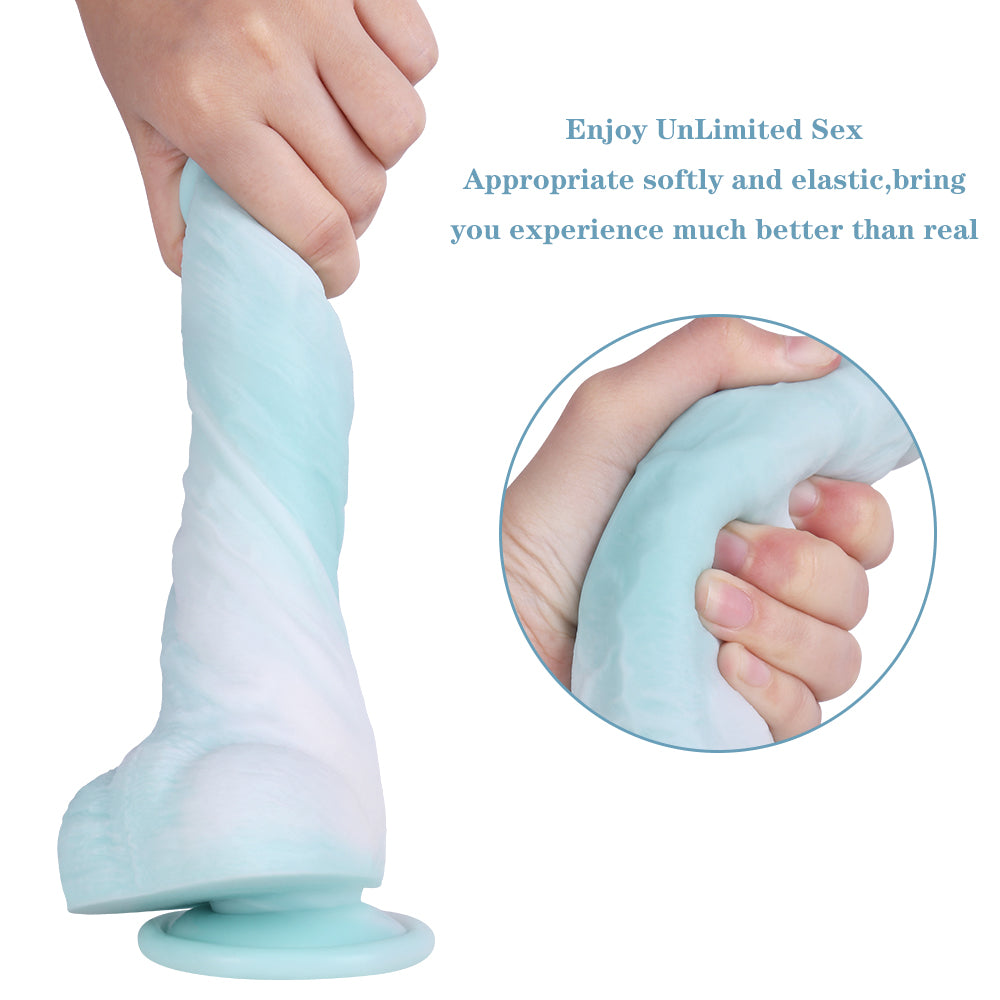 thick realistic dildo Liquid Silicone with balls