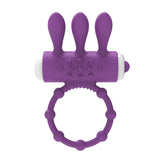 Charger l&#39;image dans la galerie, Penis Ring Vibrator With Rabbit Ears Mini Bullet Clitoris Stimulator Purple
