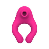 Load image into Gallery viewer, Couple Vibrator Suction Ring For Penis &amp; Clitoral Stimulation Rose Red