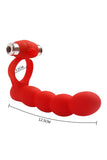 Charger l&#39;image dans la galerie, Penis Vibrating Ring Double Penetration Strapon Dildo Anal Beads Butt Plug Red / One Size Toys