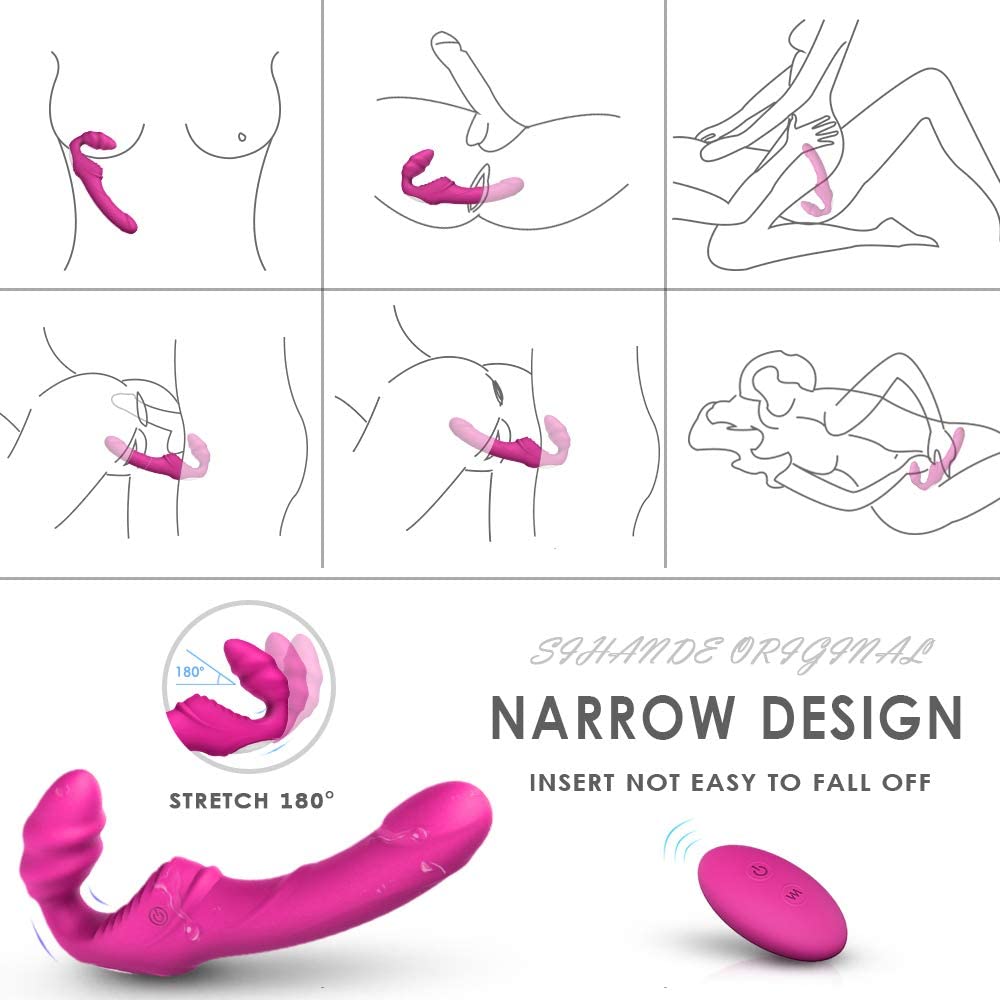 Remote Control Vibrating Strapless Strap On Silicone Dildo Vibrator