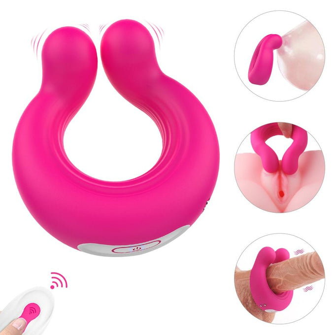 Silicone Massage Ejaculation Remote Control Vibrating Cock Ring Rose Red Penis