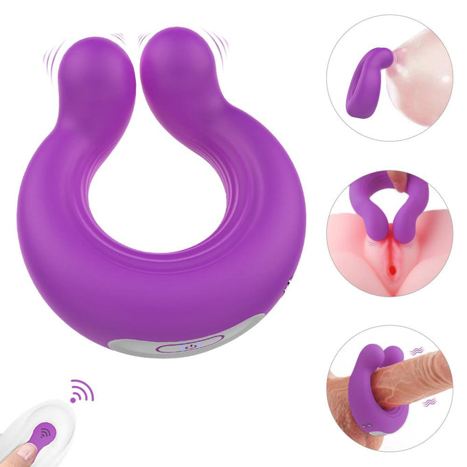 Silicone Massage Ejaculation Remote Control Vibrating Cock Ring Purple Penis